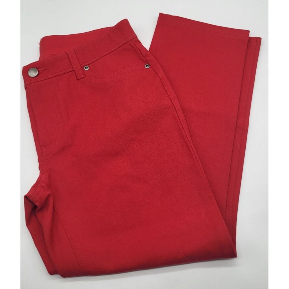CHICO'S Women's SZ OO (US XS/2) Getaway 5 Pocket Cropped Pants Scarlet Sun Red - Picture 1 of 11